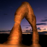 Delicate Arch at dusk, Arches National Park, Utah