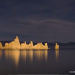 Light-painted tufa towers at Mono Lake