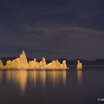 Light-painted tufa towers at Mono Lake
