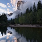 Cloud formations, El Capitan and the Merced River, Yosemite