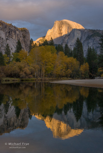 Half Dome and the Merced River, late afternoon, autumn, Yosemite NP, CA, USA