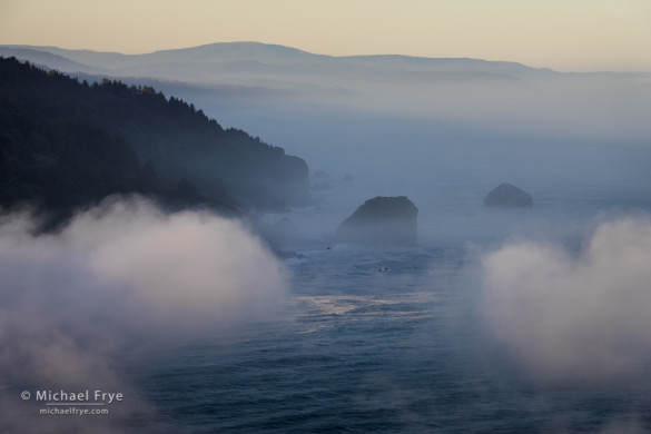 Fog at the mouth of the Klamath River, Redwood NP, CA, USA