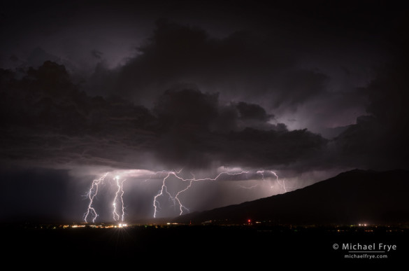 Lightning over Bishop and the Owens Valley, CA, USA