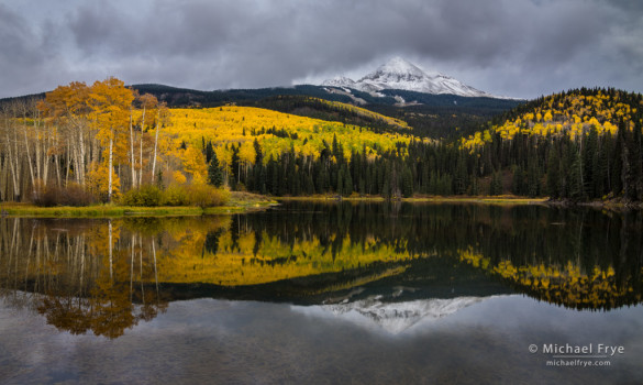 Aspens and reflections at Woods Lake, Uncompahgre NF, CO, USA