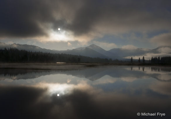 Sun breaking through mist, Tuolumne Meadows, last Friday morning