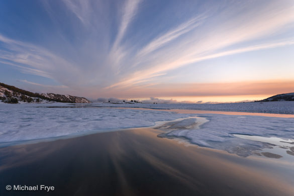 Fan-shaped clouds over Middle Gaylor Lake, Friday evening