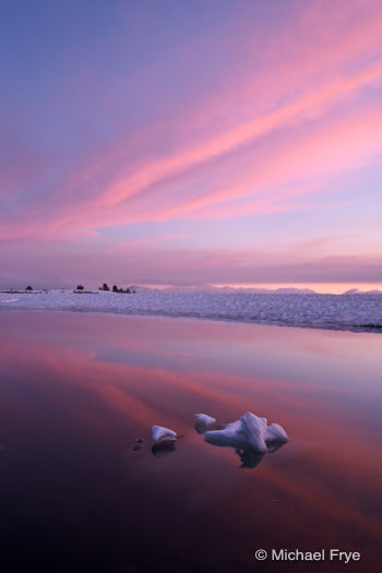 Sunset clouds and a small iceberg, Middle Gaylor Lake, Friday evening