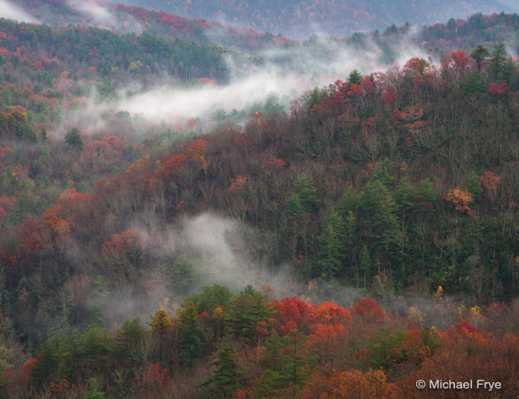 Misty hills near Whitewater Falls