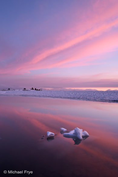 23. Sunset clouds and a small iceberg, Middle Gaylor Lake, Yosemite