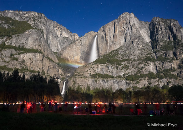 Photographers under the lunar rainbow in Cook's Meadow, May 5th
