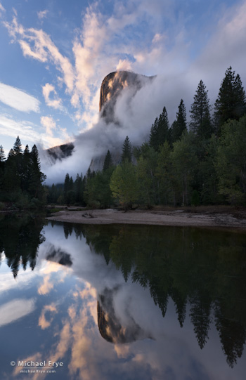 Cloud formations, El Capitan and the Merced River, Yosemite