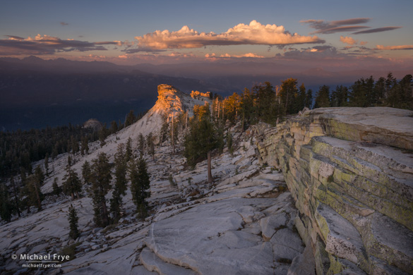 Last light on a granite ridge below Shuteye Peak