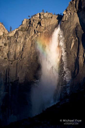 Upper Yosemite Fall and rainbow, December 2005