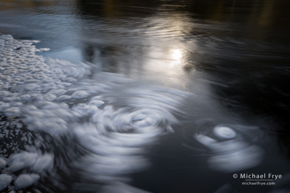 Swirling foam in the Merced River