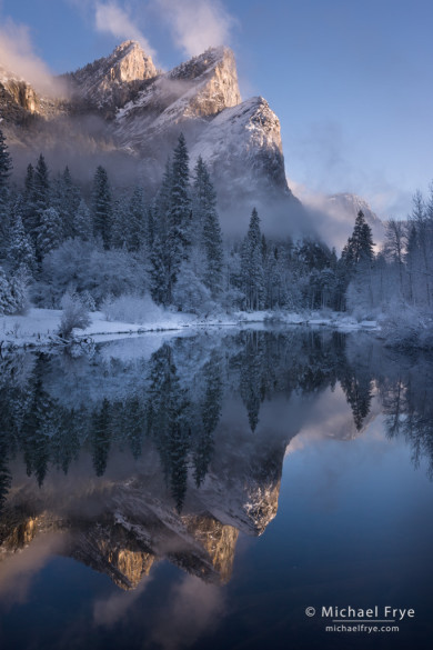 Clearing winter storm, Three Brothers, Yosemite NP, CA, USA