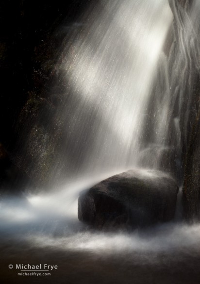 Sunbeams on a small waterfall, Yosemite NP, CA, USA