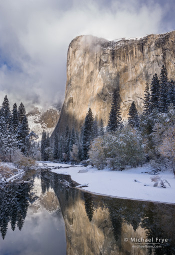 El Capitan and the Merced River after an autumn snowstorm, Yosemite NP, CA, USA