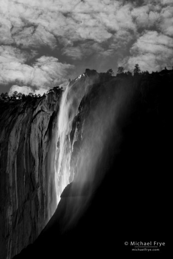 Horsetail Fall and clouds on a March afternoon, Yosemite NP, CA, USA