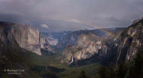 Rainbow over Yosemite Valley from near Old Inspiration Point, Yosemite NP, CA, USA