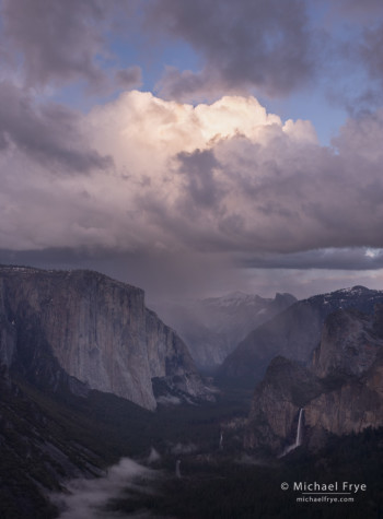 Rain squall over Yosemite Valley from near Old Inspiration Point, Yosemite NP, CA, USA