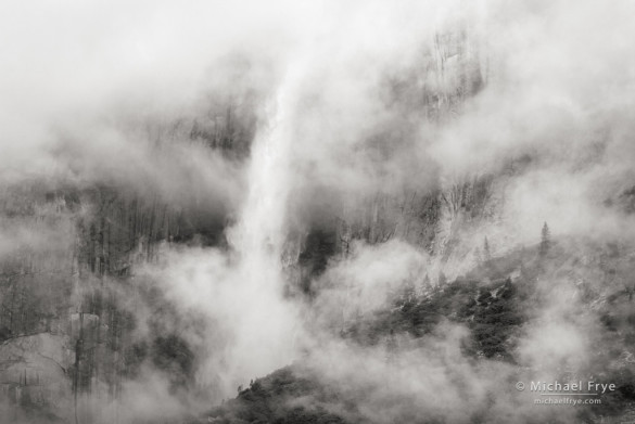 Clouds and Upper Yosemite Fall, Yosemite NP, CA, USA