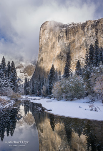 El Capitan and the Merced River after an autumn snowstorm, Yosemite NP, CA, USA