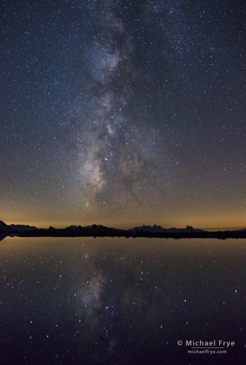 Milky Way reflected in an alpine lake, Yosemite NP, CA, USA