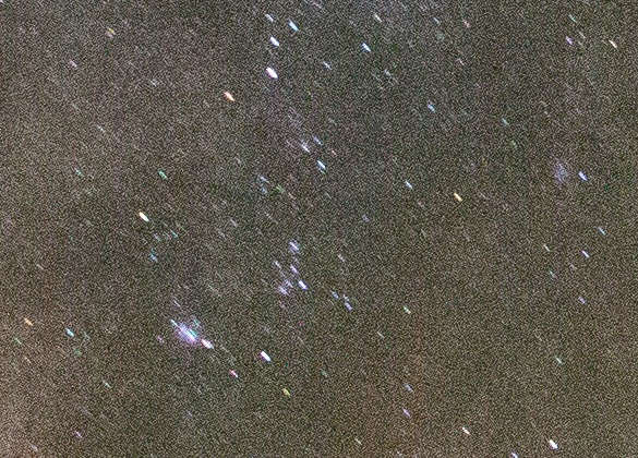 100% view of Milky Way photographed with Canon 5D Mark III at 12800 ISO.