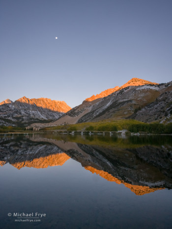 North Lake at sunrise with the setting moon, Inyo NF, CA, USA