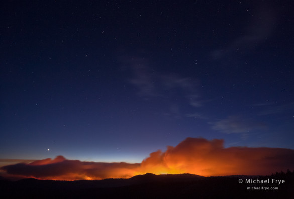 Venus and the Big Dipper over the Rim Fire, 8/24/13, 8:47 p.m., Yosemite NP, CA, USA