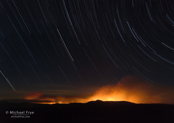 Star trails over the Rim Fire, 8/24/13, Yosemite NP, CA, USA