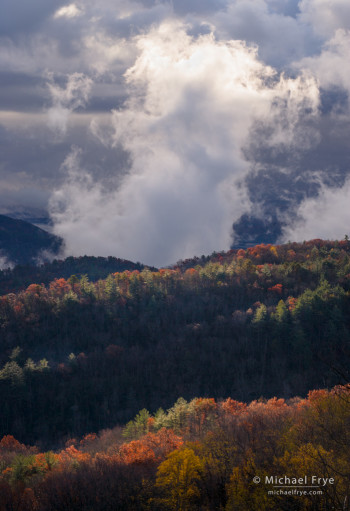 Clouds formation over the mountains along the NC/SC border, autumn, USA