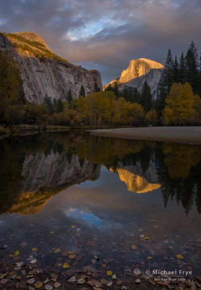 Half Dome and the Merced River, late afternoon, autumn, Yosemite NP, CA, USA