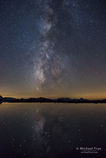 Milky Way reflected in an alpine lake, Yosemite NP, CA, USA