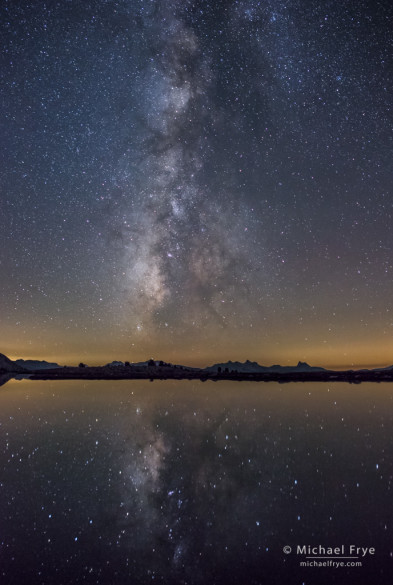 Milky Way reflected in an alpine lake, Yosemite NP, CA, USA