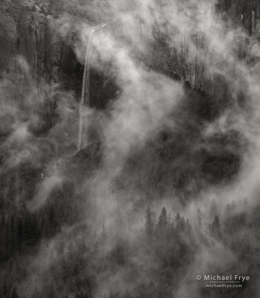 Swirling mist, Bridalveil Fall, Yosemite NP, CA, USA