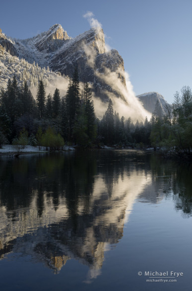 Three Brothers after a spring snowstorm, Yosemite NP, CA, USA