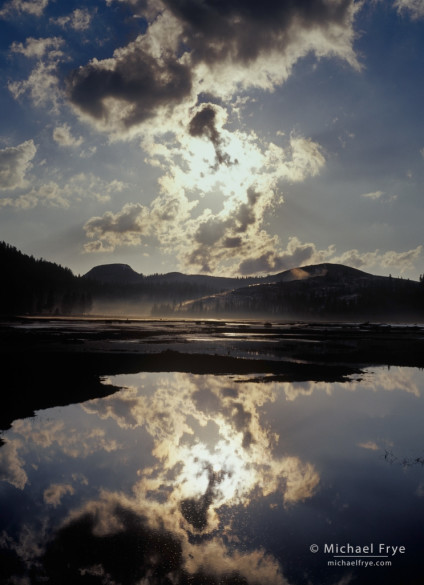 Clouds reflected in a snowmelt pond, Tuolumne Meadows, Yosemite NP, CA, USA