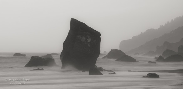 Sea stacks and mist, Redwood NP, CA, USA