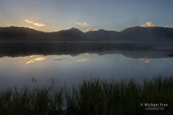 Misty sunrise, Tuolumne Meadows, Yosemite NP, CA, USA