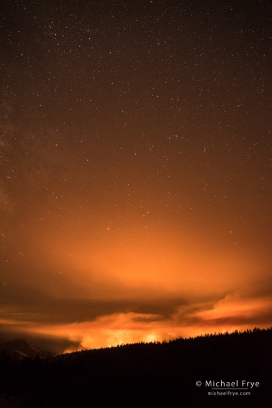 Dark Hole Fire, Yosemite Creek Drainage, Yosemite NP, CA, USA; 10:58 p.m.,7/26/14