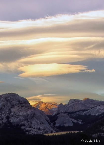 Alternative 3: A tight vertical of Mt. Conness and the clouds