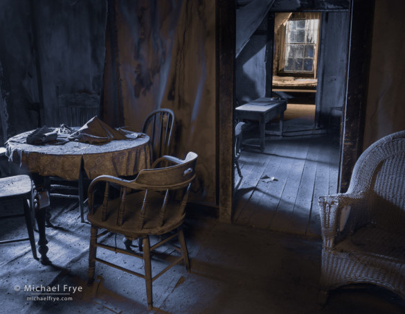 Interior at night, Bodie SHP, CA, USA