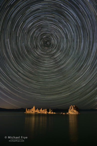 Tufa and star trails, Mono Lake, CA, USA