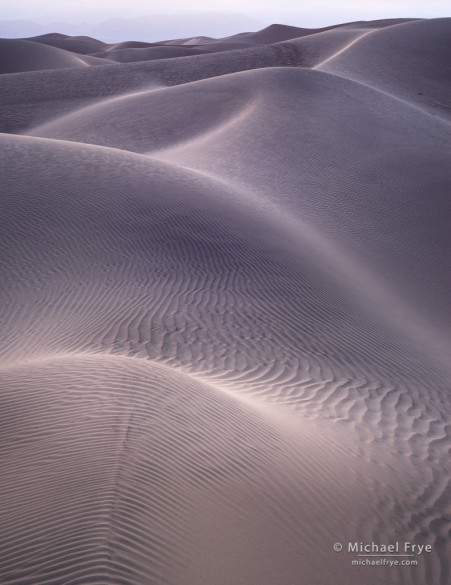 Sand dune pattern at dusk, Death Valley NP, CA, USA