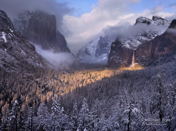 Spotlight on Bridalveil Fall, Yosemite