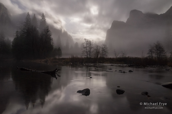 Clearing storm by moonlight, Gates of the Valley, Yosemite NP, CA, USA