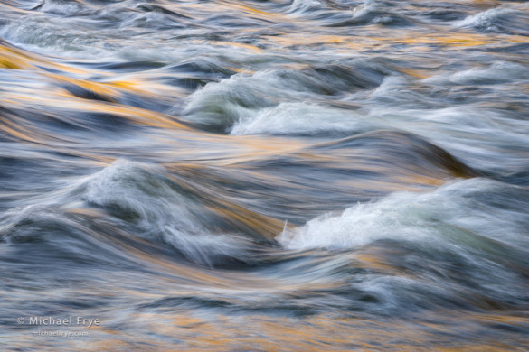 Reflections the Merced River rapids, Yosemite NP, CA, USA