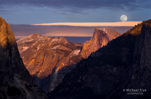 Moon rising above Half Dome from Tunnel View, Yosemite NP, CA, USA