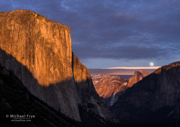 Moonrise from Tunnel View with Half Dome and El Capitan, Yosemite NP, CA, USA